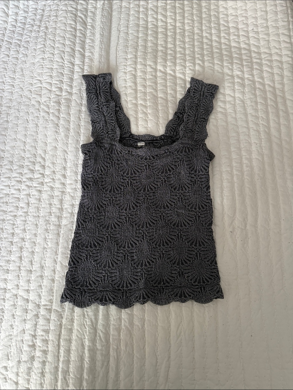 Free People Charcoal Crochet Tank Top